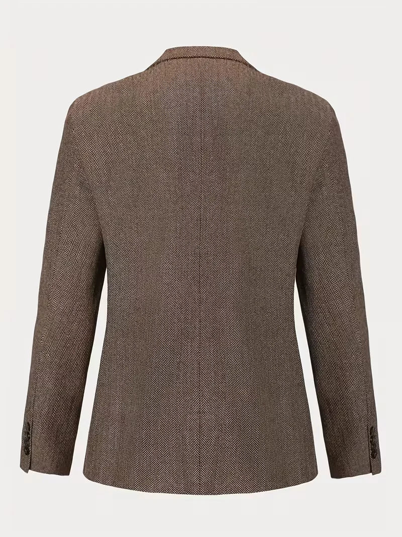 Herringbone Blazer with Notch Lapel
