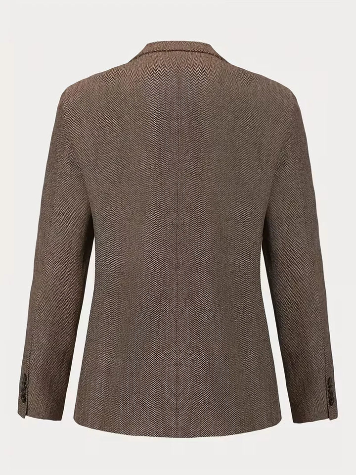 Herringbone Blazer with Notch Lapel