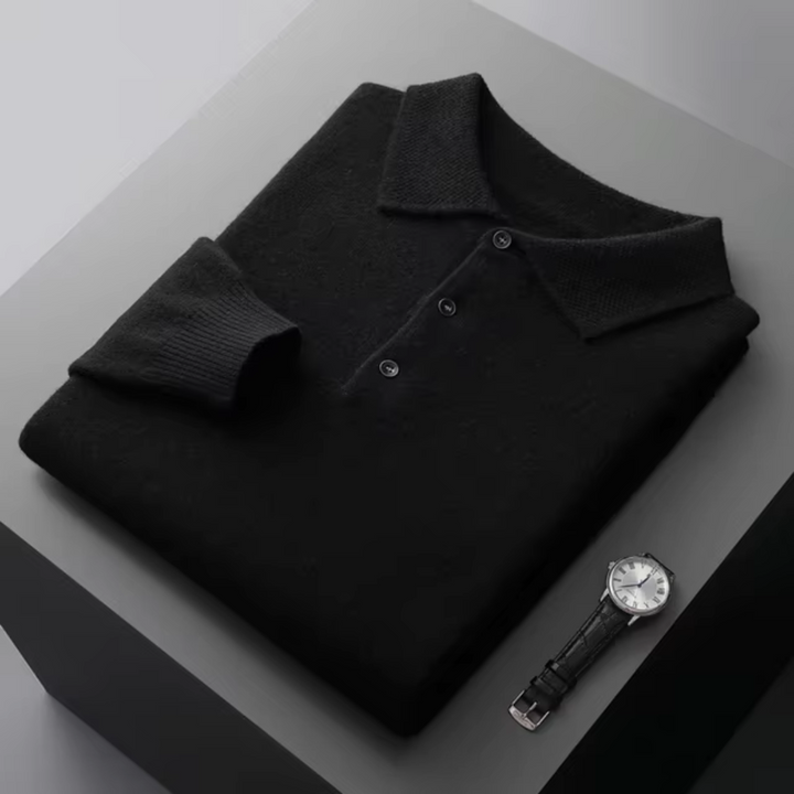 Men’s Long-Sleeve Polo Sweater – Classic Fit