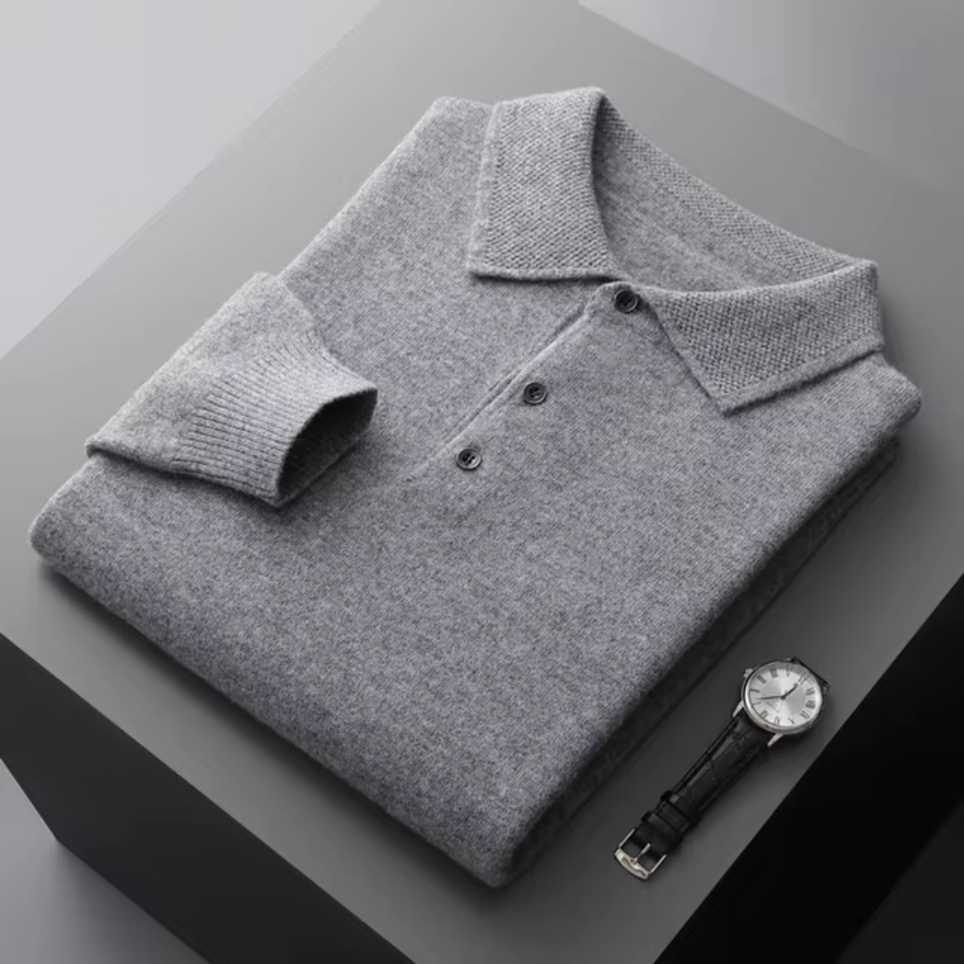 Men’s Long-Sleeve Polo Sweater – Classic Fit