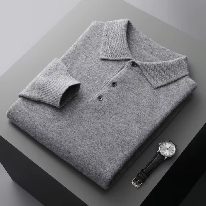 Men’s Long-Sleeve Polo Sweater – Classic Fit