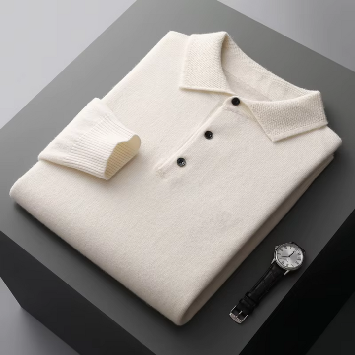 Men’s Long-Sleeve Polo Sweater – Classic Fit