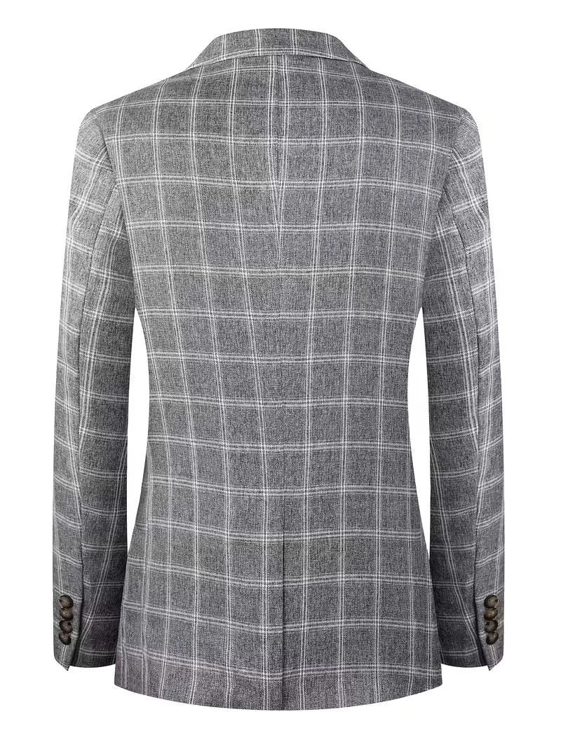 Checked Blazer with Notch Lapel