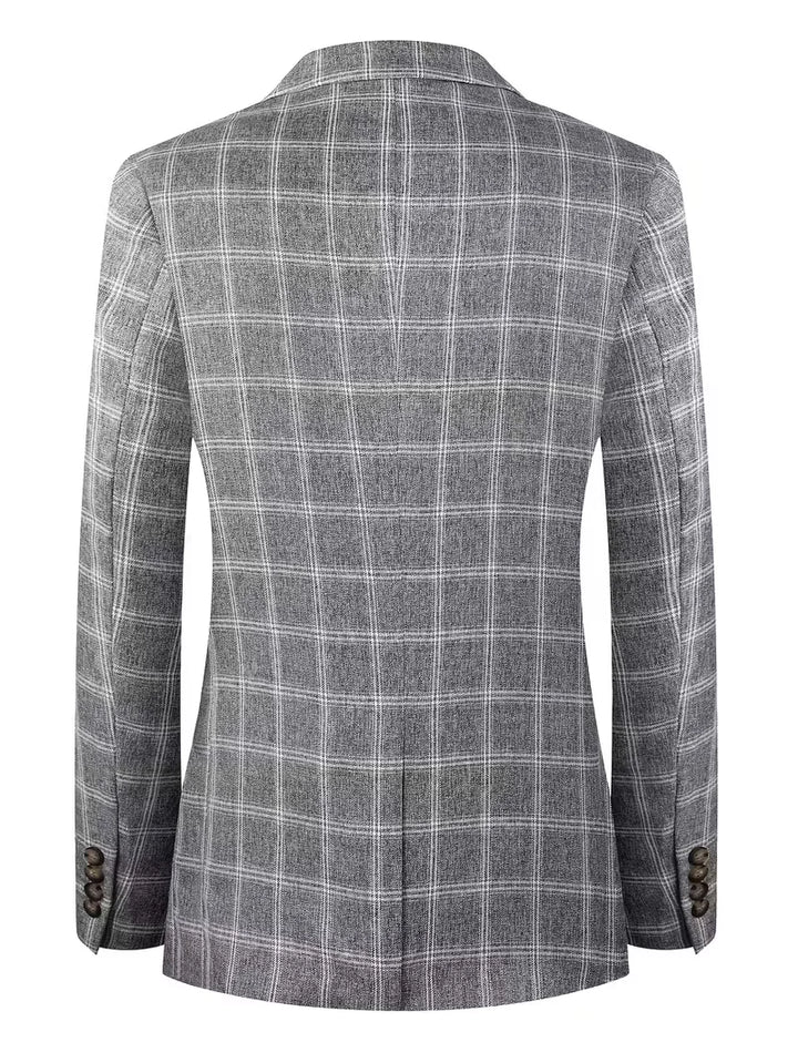 Checked Blazer with Notch Lapel