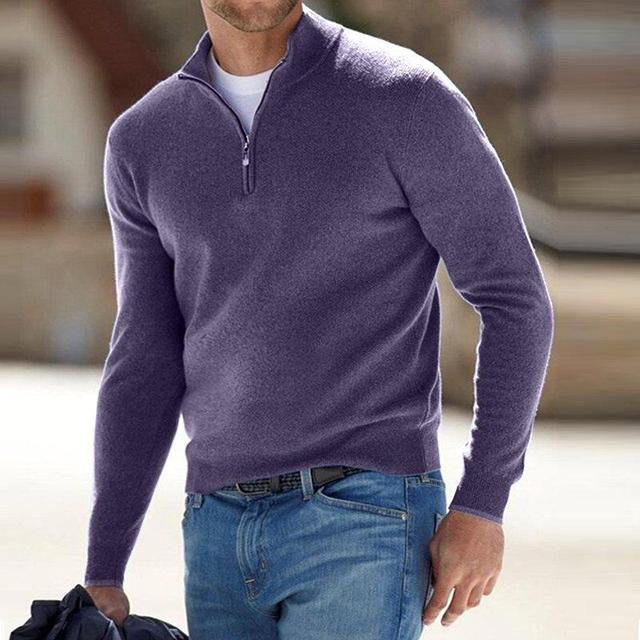 Men's V-Neck Sweater with Zipper