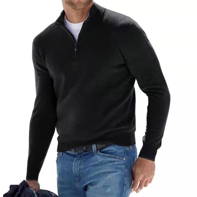 Men's V-Neck Sweater with Zipper