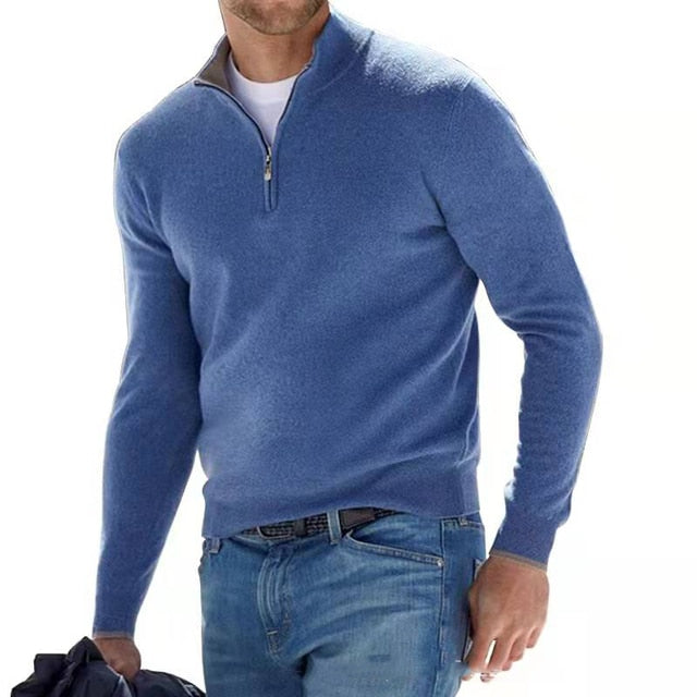 Men's V-Neck Sweater with Zipper