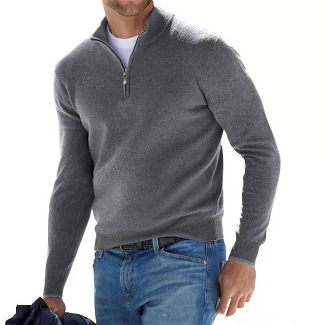 Men's V-Neck Sweater with Zipper