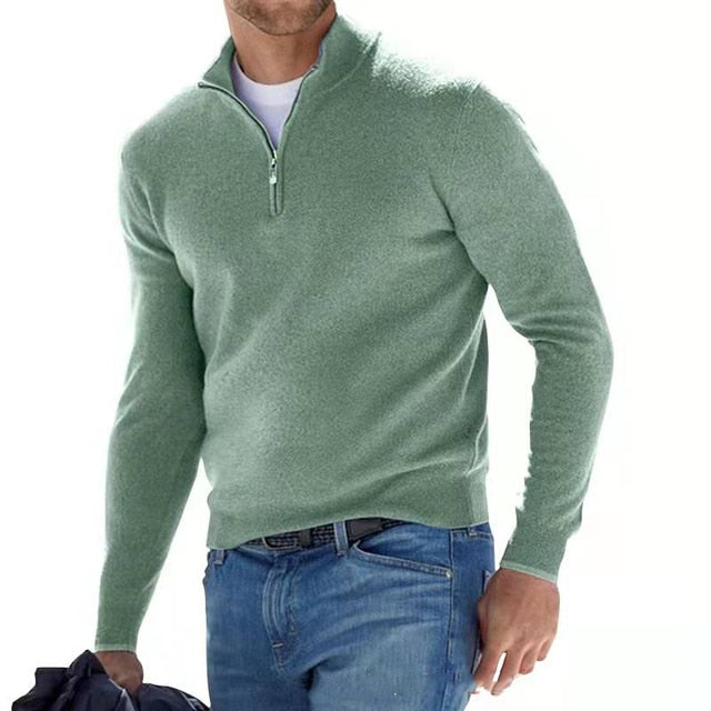 Men's V-Neck Sweater with Zipper
