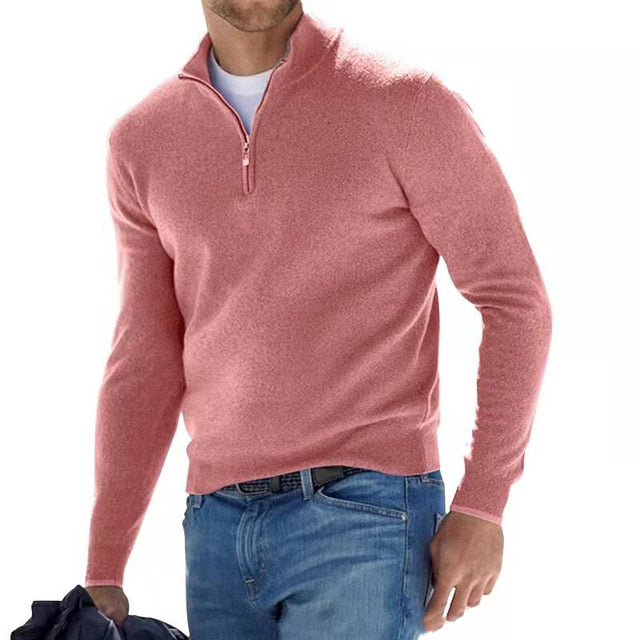 Men's V-Neck Sweater with Zipper