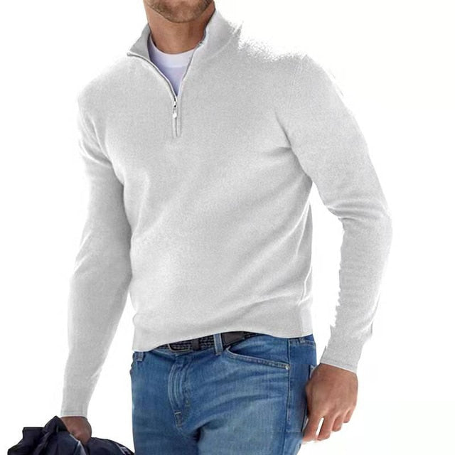 Men's V-Neck Sweater with Zipper