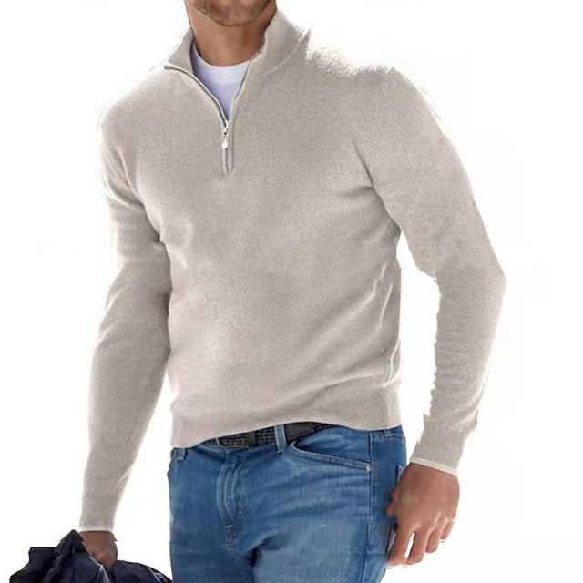 Men's V-Neck Sweater with Zipper