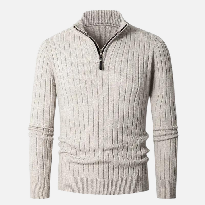 Men’s Half-Zip Sweater – Long Sleeve, High Collar