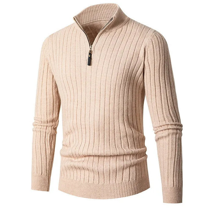 Men’s Half-Zip Sweater – Long Sleeve, High Collar