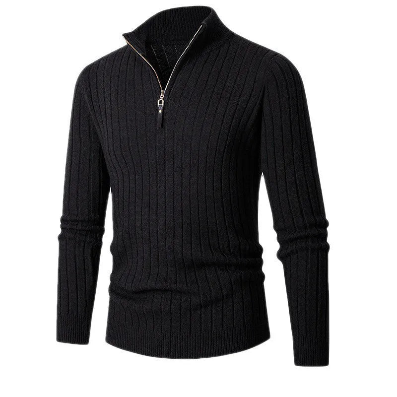 Men’s Half-Zip Sweater – Long Sleeve, High Collar