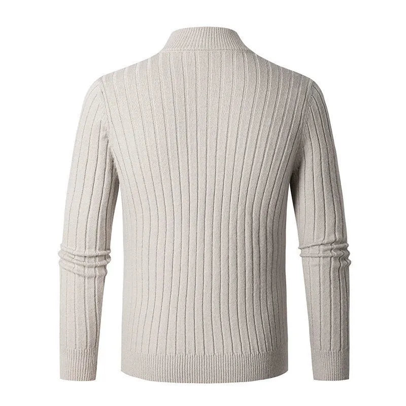 Men’s Half-Zip Sweater – Long Sleeve, High Collar