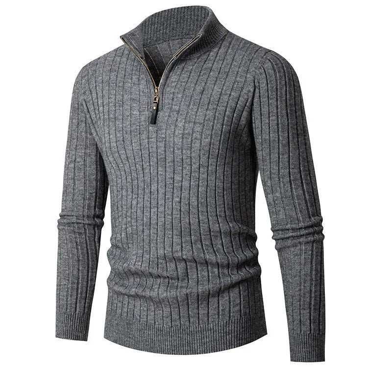 Men’s Half-Zip Sweater – Long Sleeve, High Collar