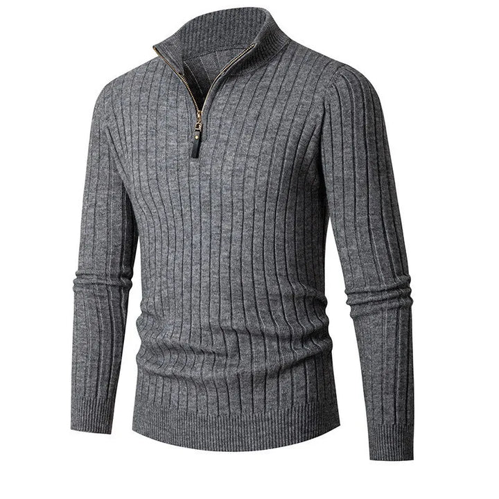 Men’s Half-Zip Sweater – Long Sleeve, High Collar