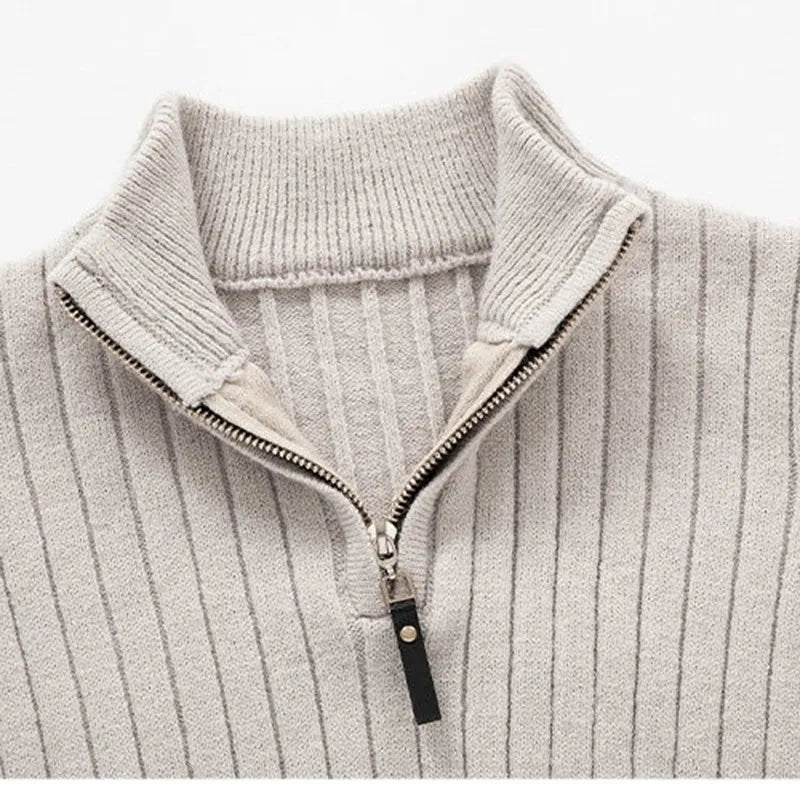 Men’s Half-Zip Sweater – Long Sleeve, High Collar
