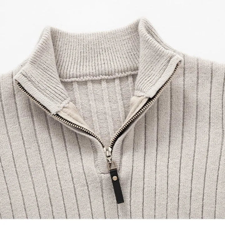 Men’s Half-Zip Sweater – Long Sleeve, High Collar