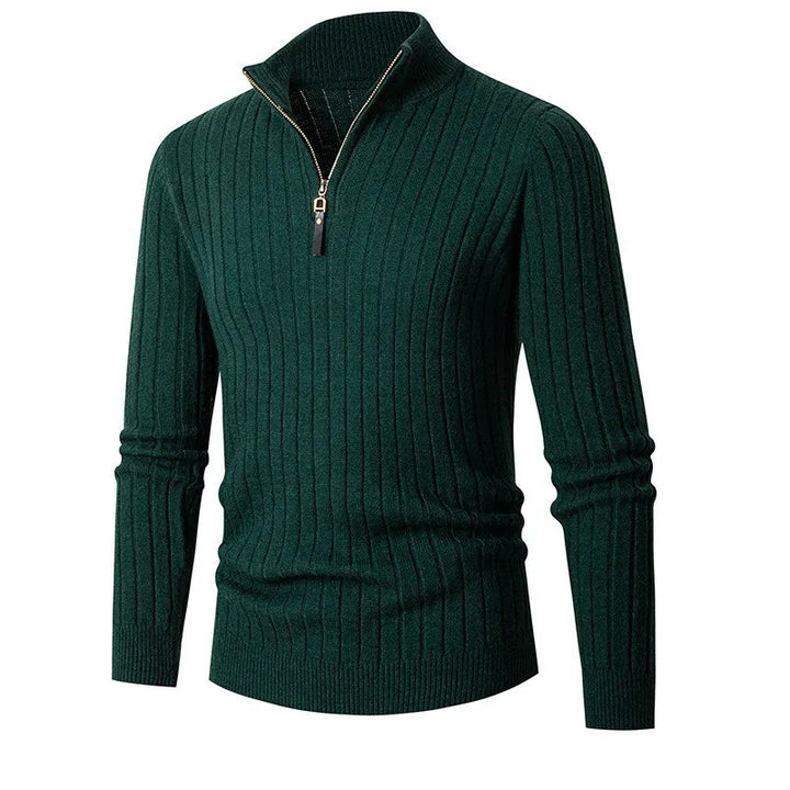 Men’s Half-Zip Sweater – Long Sleeve, High Collar