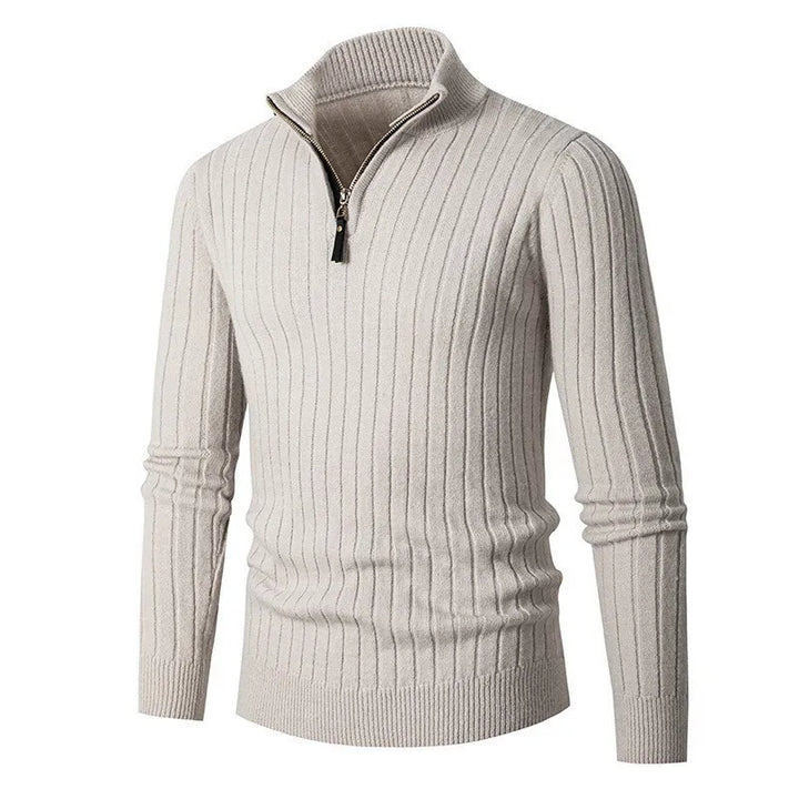 Men’s Half-Zip Sweater – Long Sleeve, High Collar