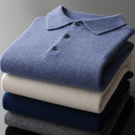 Men’s Long-Sleeve Polo Sweater – Classic Fit