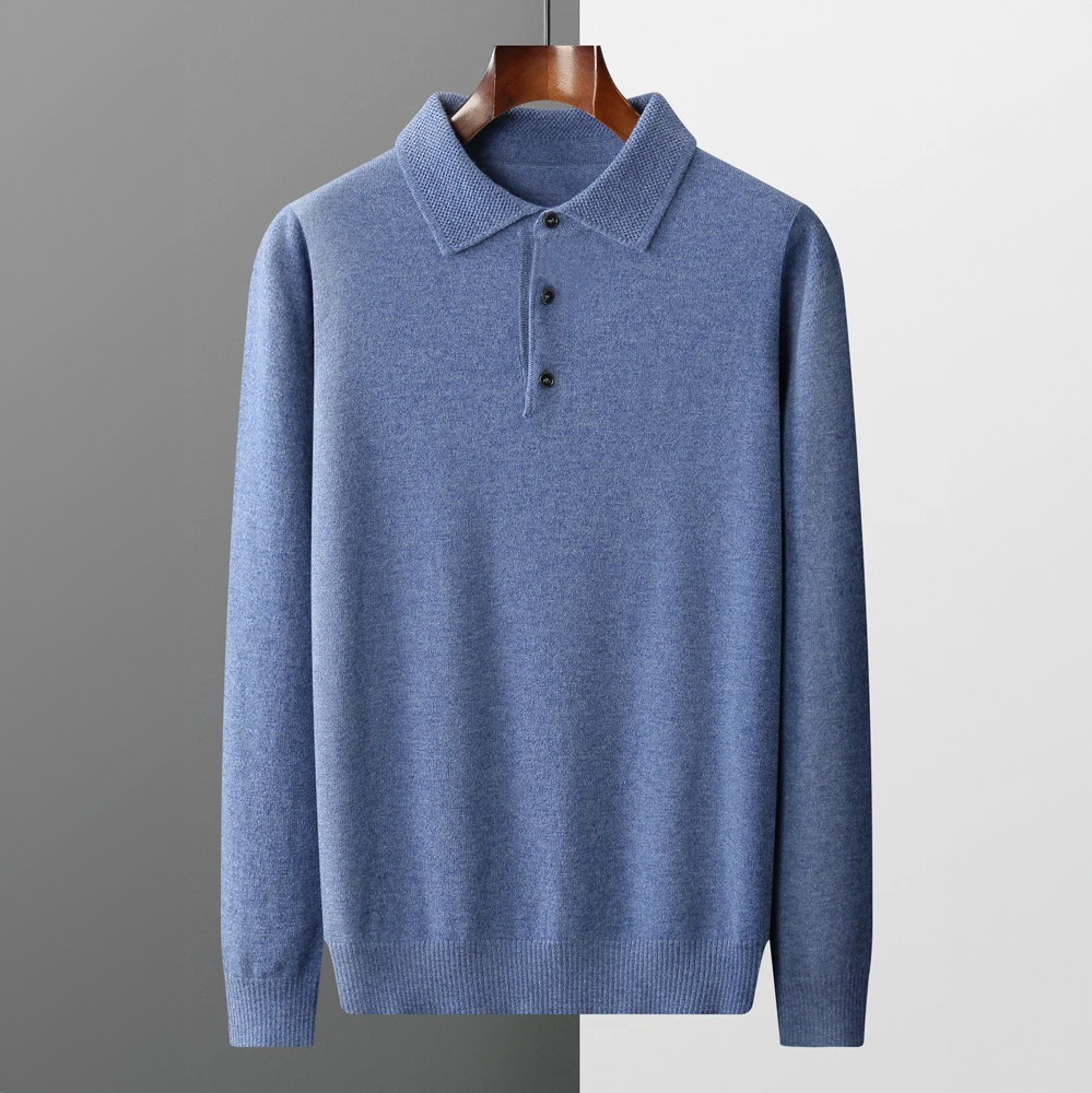Men’s Long-Sleeve Polo Sweater – Classic Fit