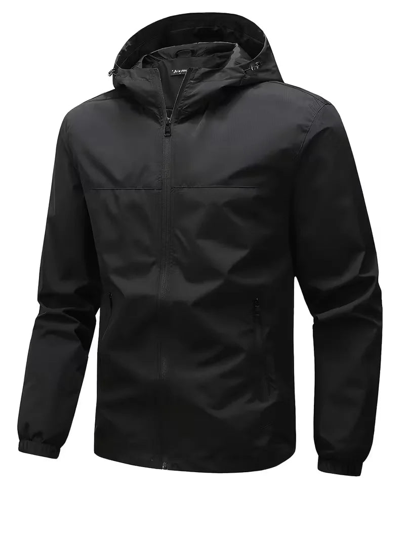 Hooded Zip-Up Jacket with Elastic Cuffs