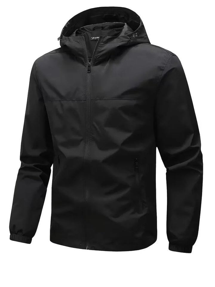 Hooded Zip-Up Jacket with Elastic Cuffs