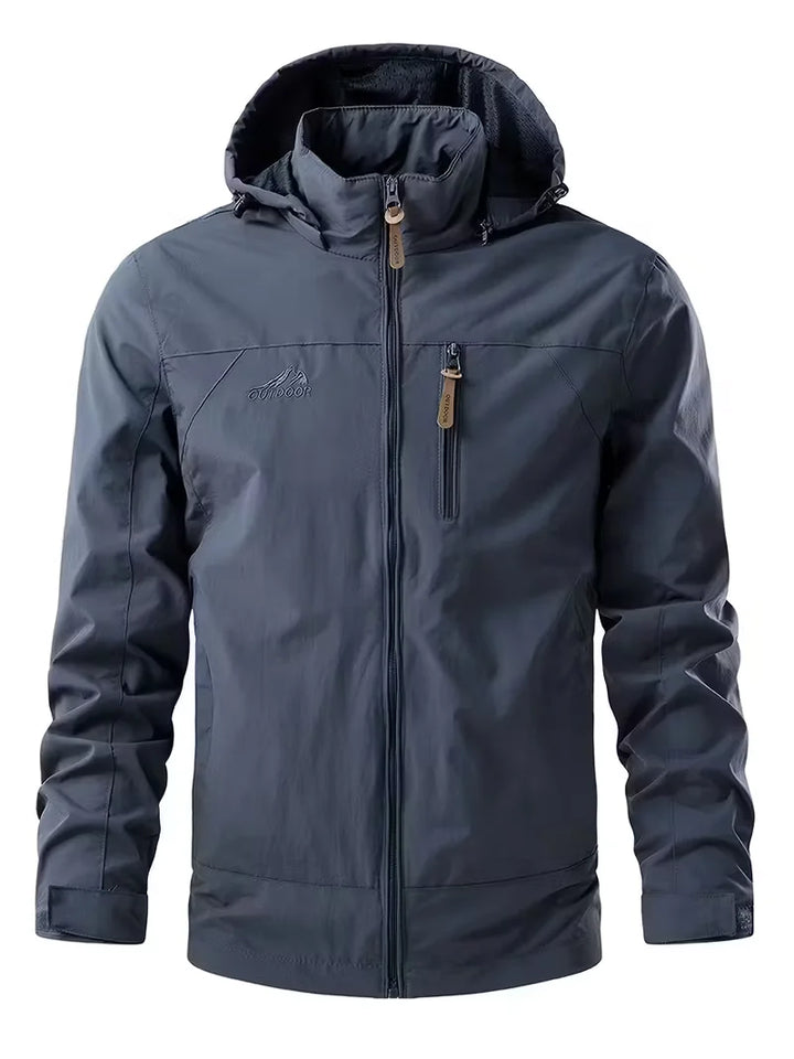 Hooded Outdoor Jacket with Zipper Pockets