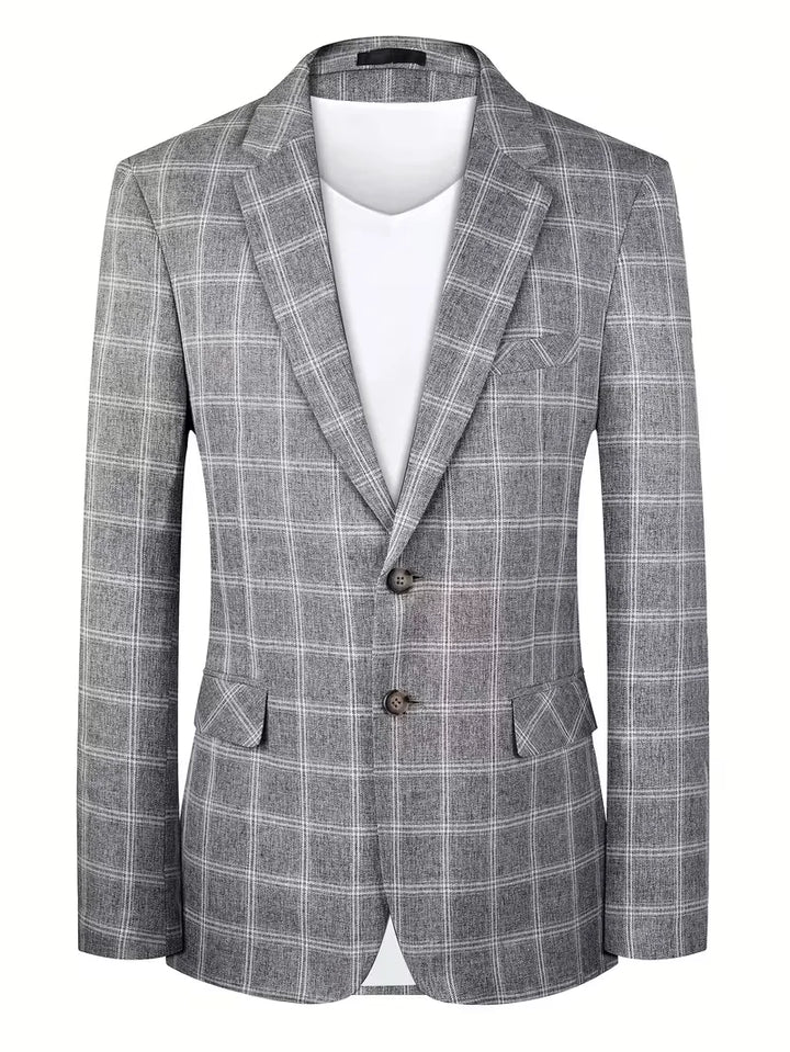 Checked Blazer with Notch Lapel